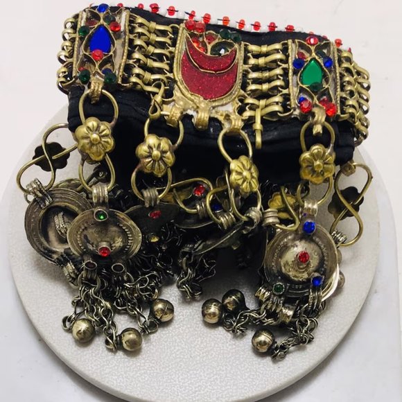 Vintage Choker Necklace, Handcrafted Tribal Collar Choker Necklace With Dangling - Picture 11 of 16